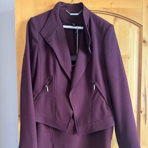 Wine colored straight skirt and jacket